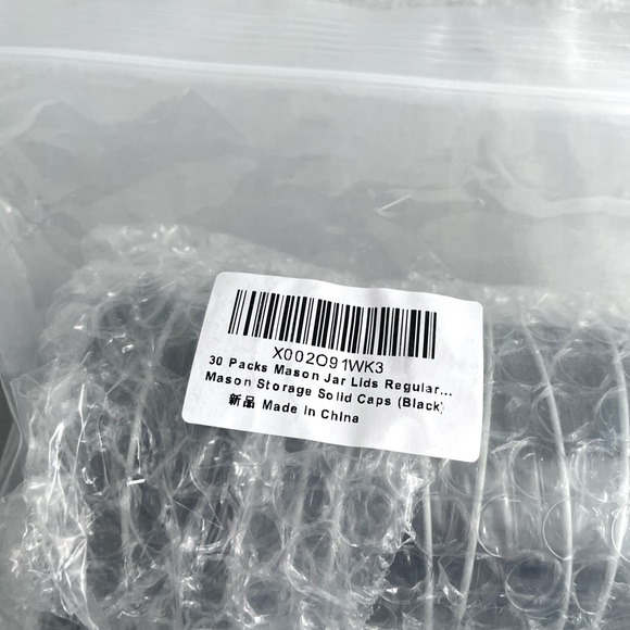 30pk Mason Jar Lids Black Regular Mouth Leak-Proof Food Safe - Picture 2 of 3